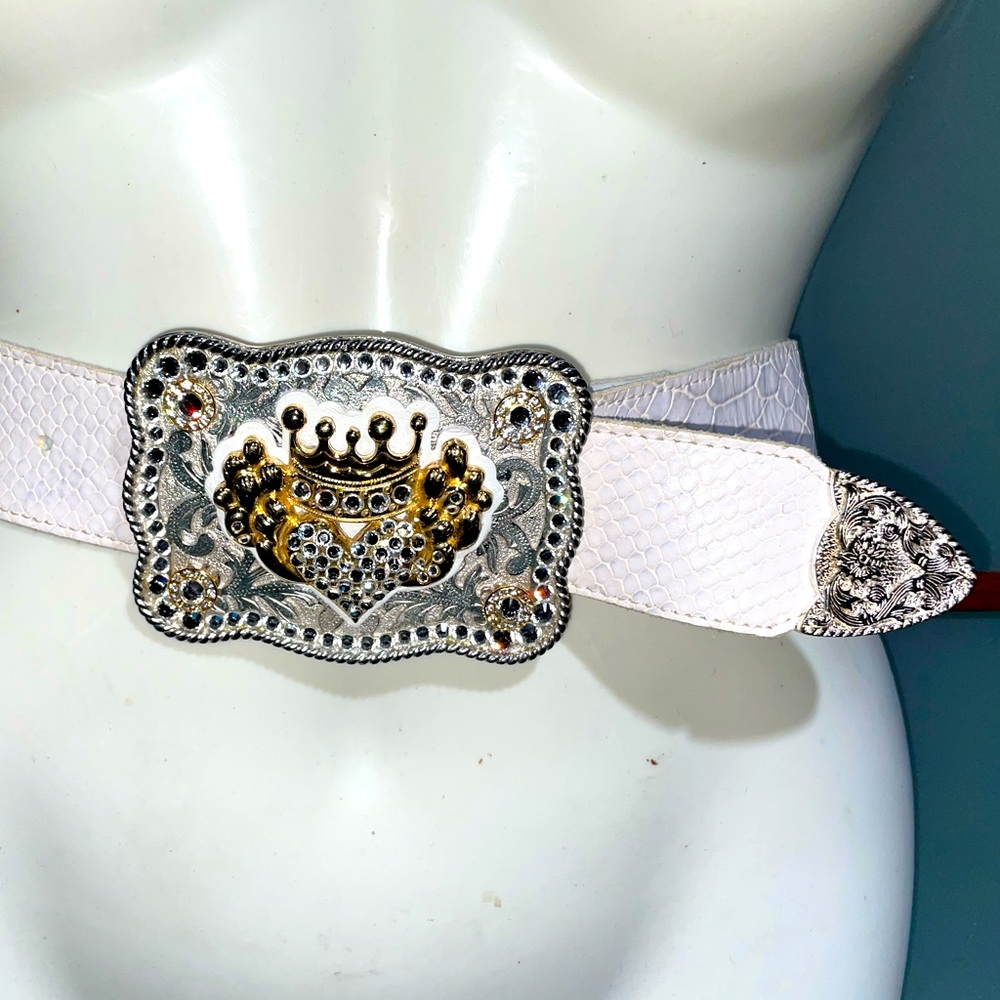 Michelle Monroe Swarovski Crystal Womens Western Bling Buckle Belt 34-38